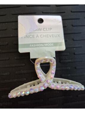 Greenbrier International Iridescent White Plastic Hair Claw Clip With Teeth